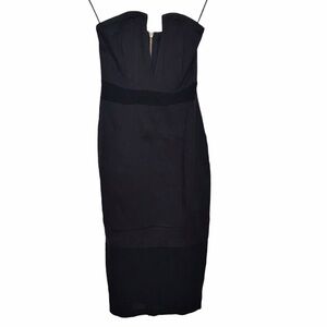 Reverse Black Low V Strapless Body Con Dress